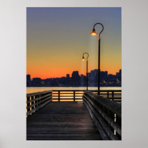 Seattle Washington i stadens centrum horisont Poster