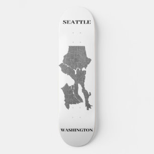 Seattle, Washington Karta Art Mini Skateboard Bräda 18,5 Cm