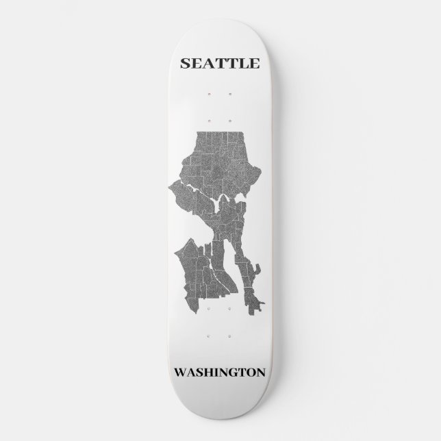 Seattle, Washington Karta Art Mini Skateboard Bräda 18,5 Cm (Framsida)
