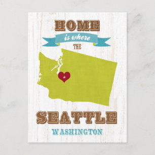 Seattle, Washington Karta - hem är där Vykort