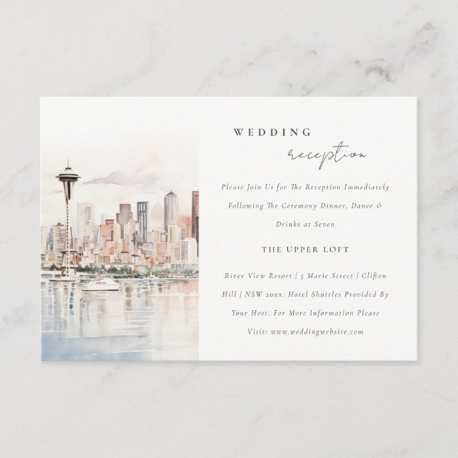 Seattle Washington Landscape Wedding Reception Tilläggskort (Framsida)