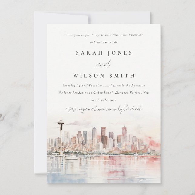 Seattle Washington Landskapsbröllop Jubileum Inbjudningar (Framsida)