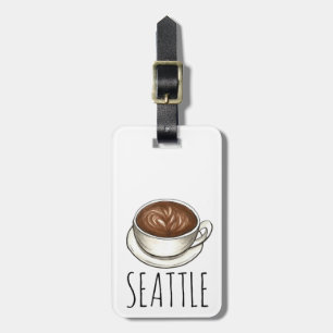 Seattle Washington Latte Coffee Kopp Personlig Bagagebricka