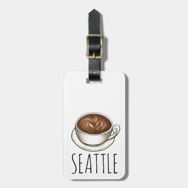 Seattle Washington Latte Coffee Kopp Personlig Bagagebricka (Vertikal Framsida)