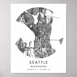 Seattle Washington Minimal Modern Circle Street Mo Poster
