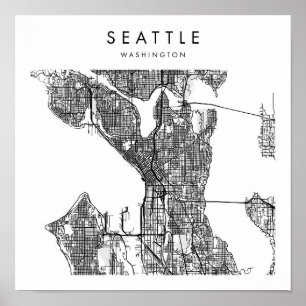 Seattle Washington Minimal Modern Street Karta Poster
