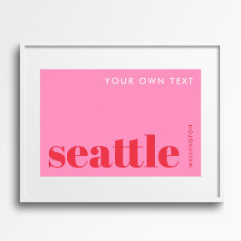 Seattle Washington modern rosa typografisk Poster
