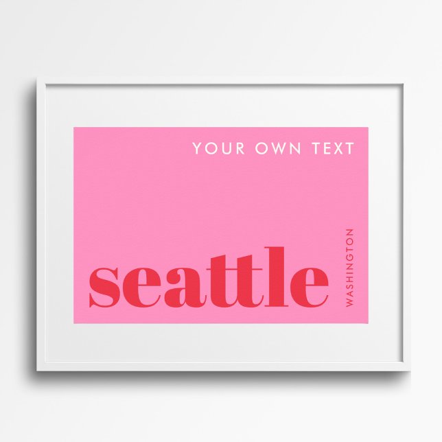 Seattle Washington modern rosa typografisk  Poster (Skapare uppladdad)