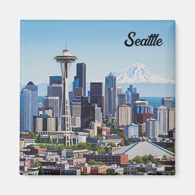 Seattle Washington Mt Rainier Magnet (Framsidan)
