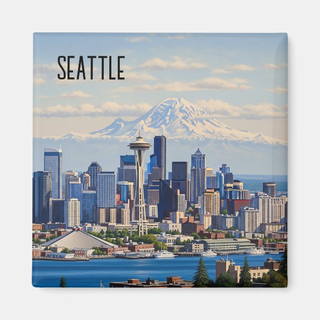 Seattle Washington Mt Rainier Magnet (Framsidan)