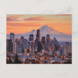 Seattle Washington Mt Rainier Sunset Vykort