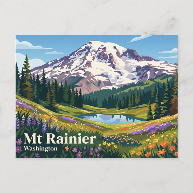 Seattle Washington Mt Rainier USA Vykort (Framsida)