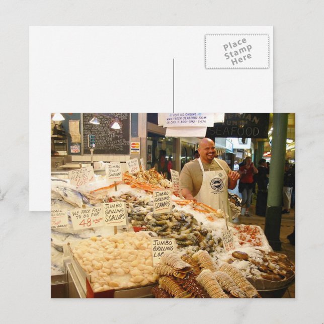 Seattle Washington på fiskmarknaden Vykort (Fram/baksida)
