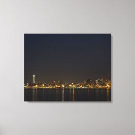 Seattle, Washington på Nattens 3-panel Canvas