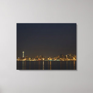 Seattle, Washington på Nattens 3-panel Canvas