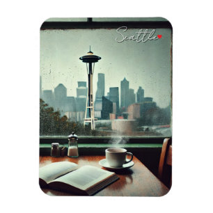 Seattle Washington Rain Kärlek Coffee Magnet