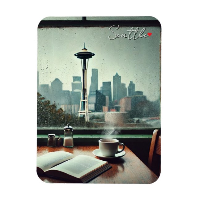 Seattle Washington Rain Kärlek Coffee Magnet (Vertikal)