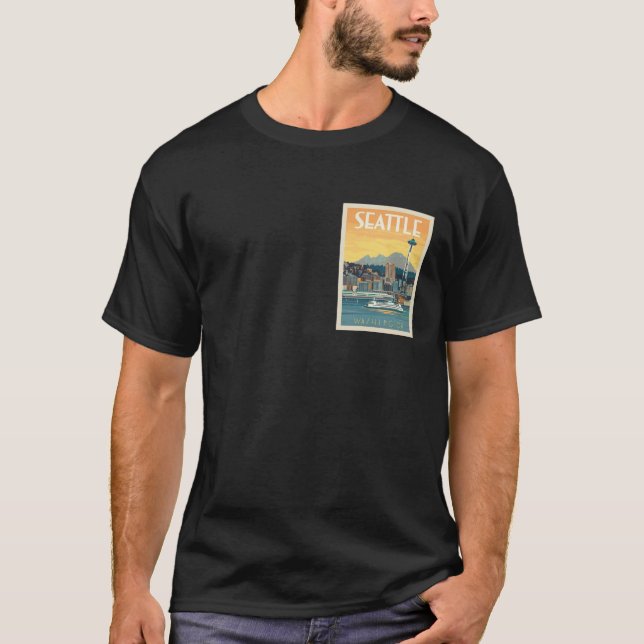 Seattle Washington Reseskylt T Shirt (Framsida)