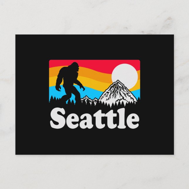 Seattle Washington Retro Bigfoot Vykort (Framsida)