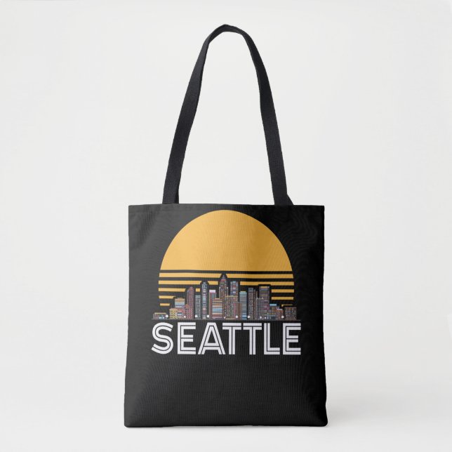 Seattle Washington Retro City Skyline Tygkasse (Framsida)