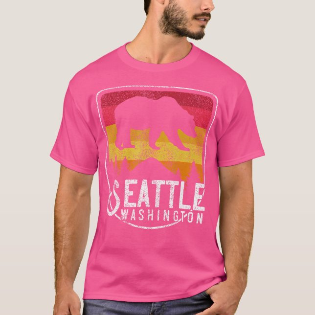 Seattle Washington Retro Hiking utomhus Hike Camp T Shirt (Framsida)