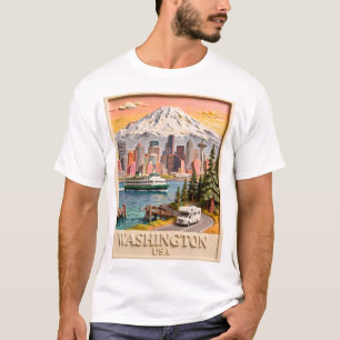 Seattle Washington Road Trip Texturerad Stadssilhu T Shirt