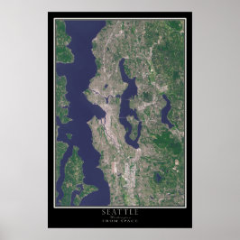Seattle Washington Satellite Poster Karta