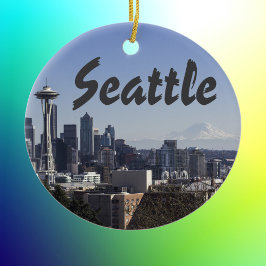 Seattle Washington scen Julgransprydnad Keramik