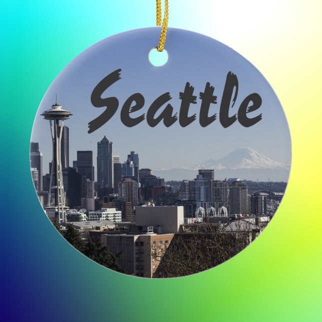 Seattle Washington scen Julgransprydnad Keramik (Skapare uppladdad)