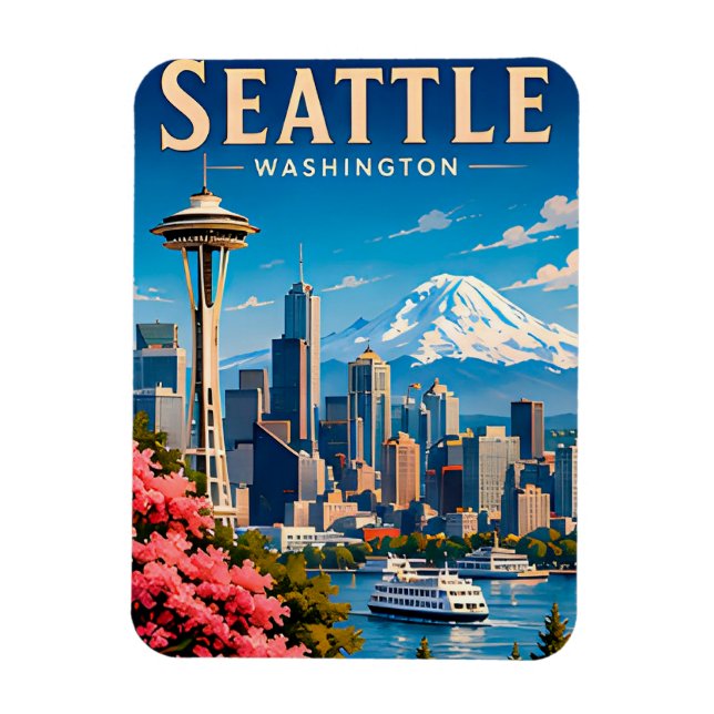 ☕ Seattle Washington Semester Minne Magnet (Vertikal)