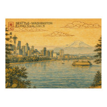 Seattle Washington Siluett i japansk Ukiyo-e