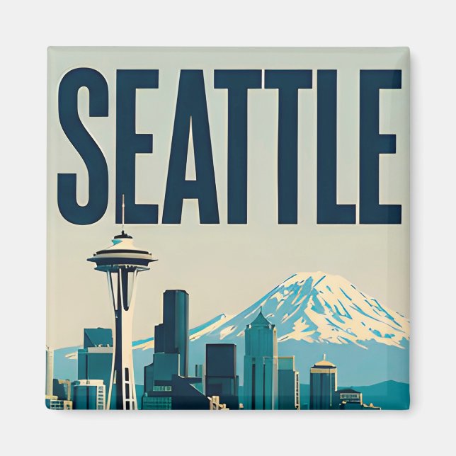 🌲 Seattle Washington Siluett Magnet (Framsidan)