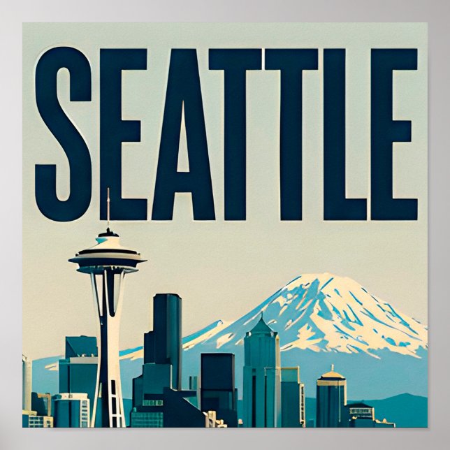 🌲 Seattle Washington Siluett Poster (Framsidan)