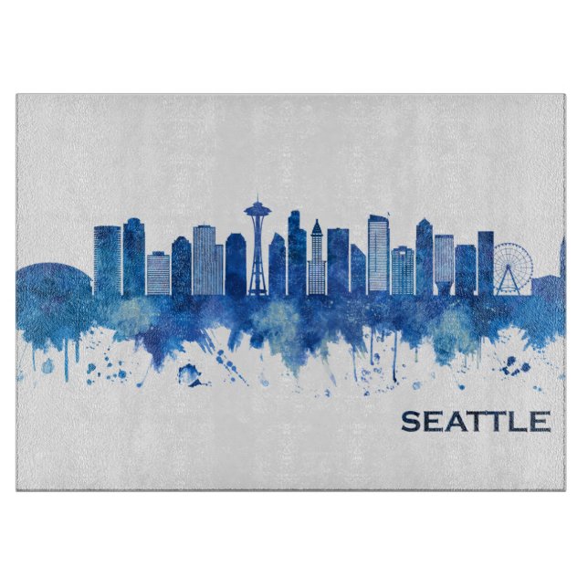 Seattle Washington Skyline Blue (Framsidan)