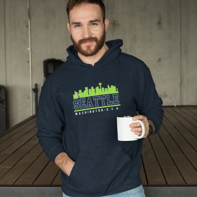 Seattle Washington Skyline City Hoodie (Skapare uppladdad)
