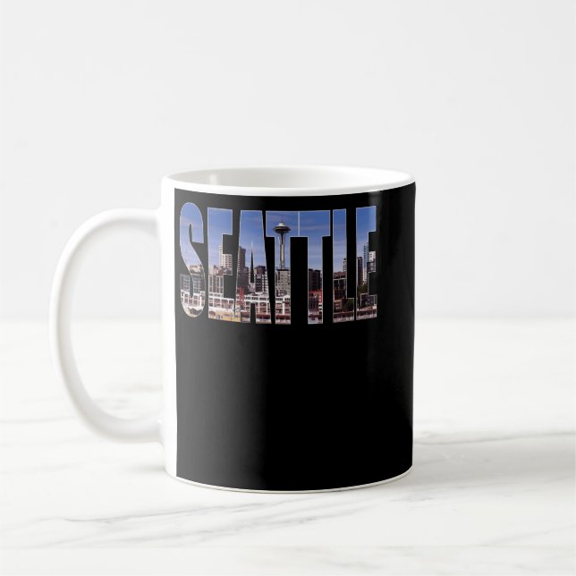 Seattle Washington Skyline Gift Keepsaké Souvenir Kaffemugg (Vänster)