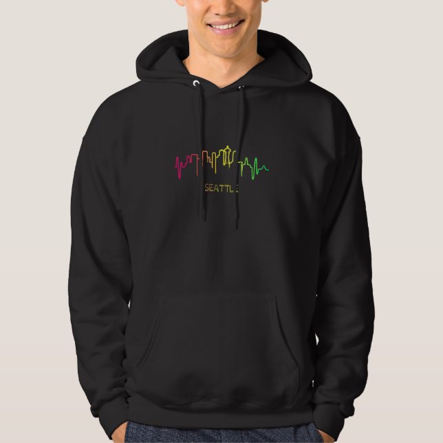 Seattle Washington Skyline Hoodie (Framsida)