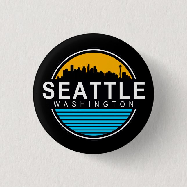 Seattle Washington Skyline Keychain Knapp (Framsida)