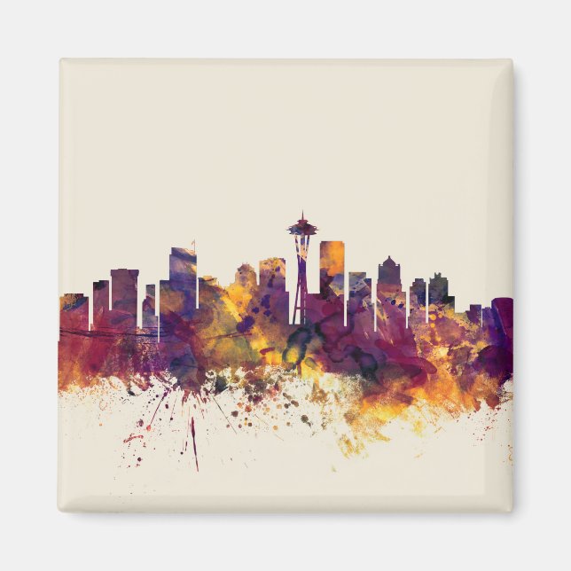 Seattle Washington Skyline Magnet (Framsidan)