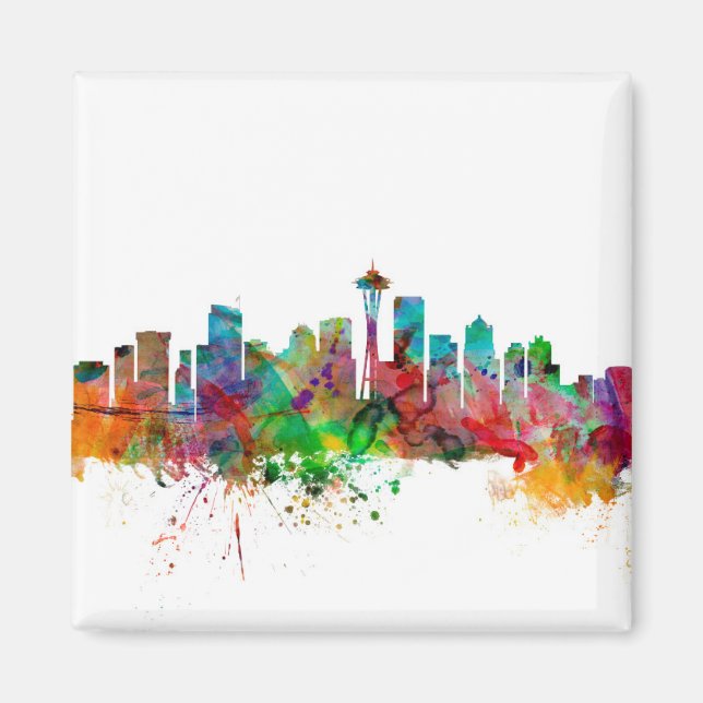Seattle Washington Skyline Magnet (Framsidan)