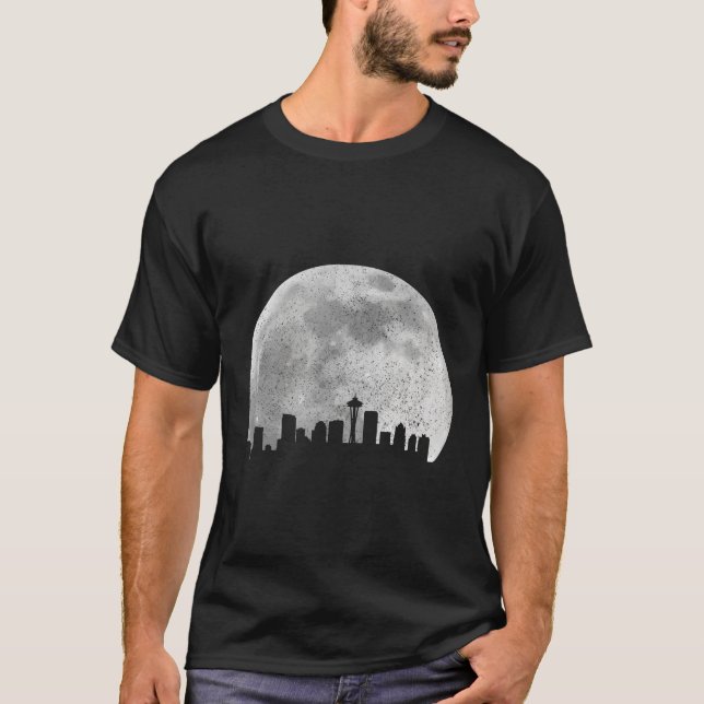 Seattle Washington Skyline Måne Pride Seattle T Shirt (Framsida)