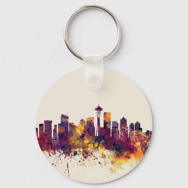 Seattle Washington Skyline Nyckelring (Framsida)