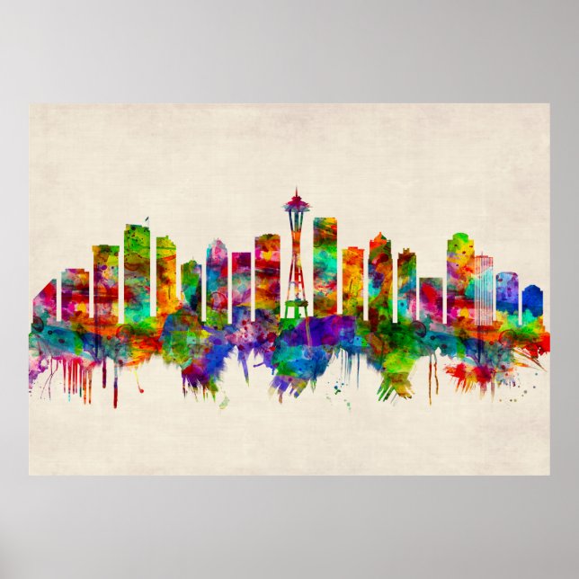 Seattle Washington Skyline Poster (Framsidan)