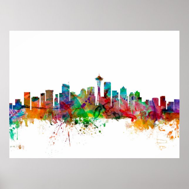 Seattle Washington Skyline Poster (Framsidan)