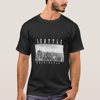 Seattle Washington Skyline Pride Space Nål Vint T Shirt
