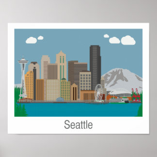 Seattle, Washington Skyline Print - Poster/Canvas Poster