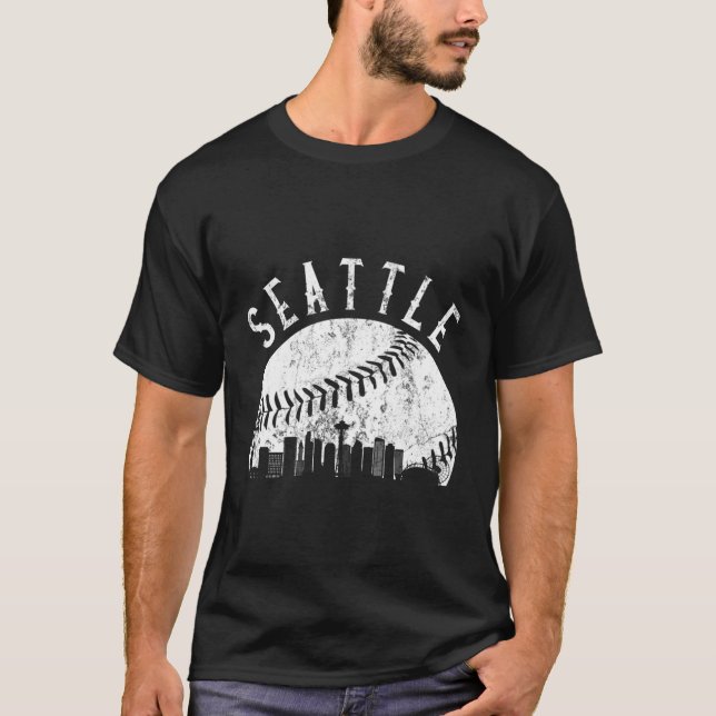 Seattle Washington Skyline T Shirt (Framsida)