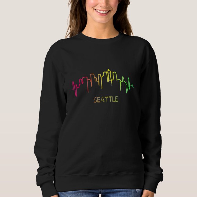 Seattle Washington Skyline T Shirt (Framsida)