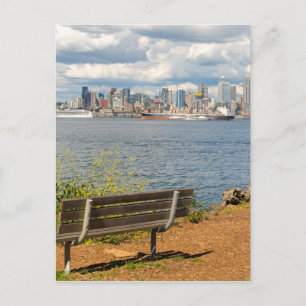 Seattle Washington stads siluett från Alki Beach Vykort