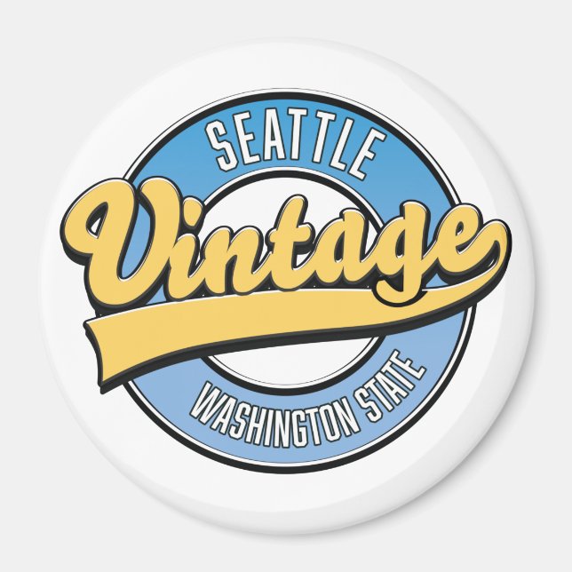 Seattle Washington State retro logotyp. Magnet (Framsidan)